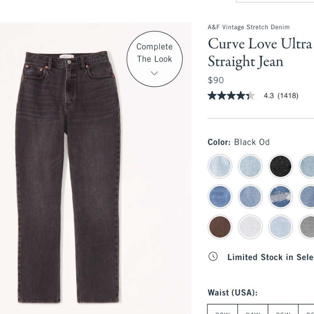 Abercrombie Curve Love 90s Ultra High Rise Straight Jean